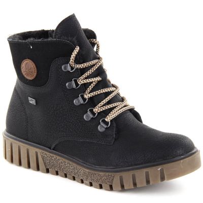 4. Wodoodporne trapery damskie botki czarne Rieker Y3433-00