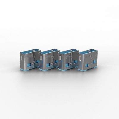 2. Lindy 40452 bloker portów Blokada portu + klucz USB Typu-A Niebieski Kopolimer akrylonitrylo-butadieno-styrenowy (ABS) 5 szt.