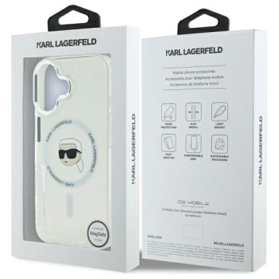 8. Etui Karl Lagerfeld IML Metal Karl Head MagSafe na iPhone 16 Plus - białe