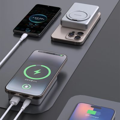 11. Powerbank Dudao K28 10000mAh PD 22.5W z MagSafe z metalową obudową i pierścieniem-podstawką - szary