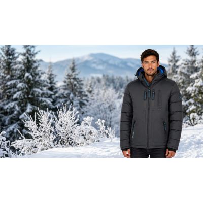 8. Kurtka męska Geographical Norway BEACHWOOD DGREY-BLUE DB MEN 068 BS4 (WU6633H/GN-DARK GREY)