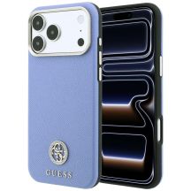 Etui Guess Grained Round Strass Logo MagSafe na iPhone 18 Pro Max / 17 Pro Max - niebieskie