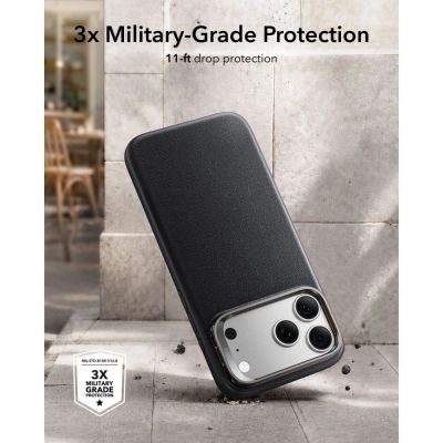 6. Etui ESR Leather Kickstand MagSafe na iPhone 18 Pro / 17 Pro - czarne
