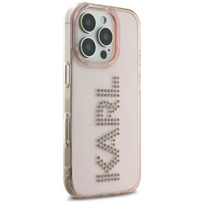 4. Etui Karl Lagerfeld IML Rhinestones Logo na iPhone 16 Pro - różowe