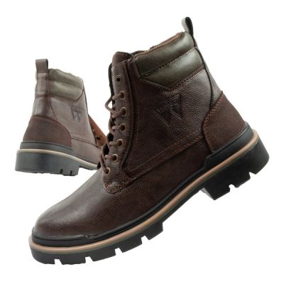 Wrangler Nevada buty męskie sztyblety trzewiki eleganckie modne ciemny brąz