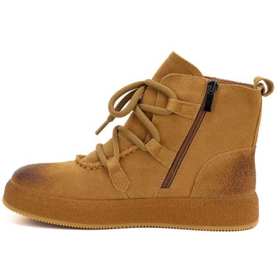 3. Skórzane botki damskie na grubej podeszwie camel Artiker 55C1008