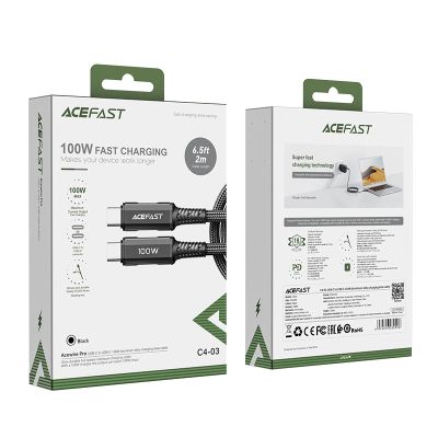 5. Kabel Acefast C4-03 Black USB-C - USB-C PD QC 100W 5A 480Mb/s 2m - czarny