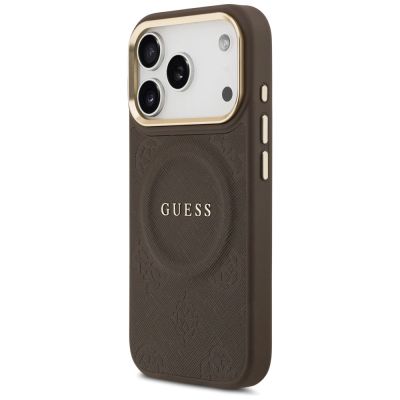 2. Etui Guess Peony Hot Stamp MagSafe na iPhone 17 Pro - brązowe