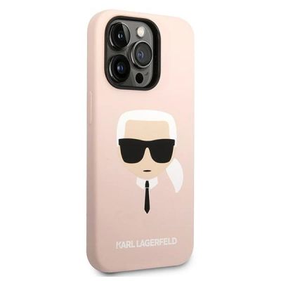 4. Etui Karl Lagerfeld Silicone Karl's Head MagSafe na iPhone 14 Pro Max - jasnoróżowe