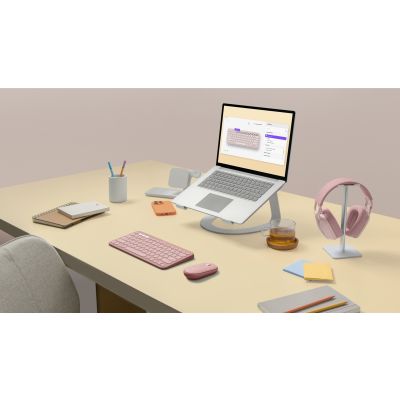 11. Logitech Pebble 2 Combo klawiatura Dołączona myszka Uniwersalne RF Wireless + Bluetooth QWERTY Amerykański międzynarodowy Różowy