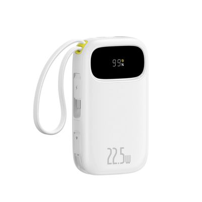 Powerbank Baseus EnerFill FC31 10000mAh 22.5W z wyświetlaczem cyfrowym z 2 wbudowanymi kablami - biały