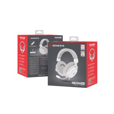 4. GENESIS Neon 764 Zestaw słuchawkowy Przewodowa Opaska na głowę Gaming USB Typu-A Biały
