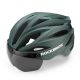 Kask rowerowy Rockbros z szybką, odpinane okulary z ochroną UV, unisex - zielony