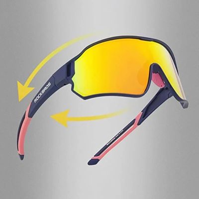 6. Okulary rowerowe Rockbros 10134PL polaryzujące - niebiesko-różowe