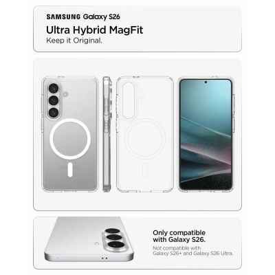 7. Etui Spigen Ultra Hybrid Mag MagSafe na Samsung Galaxy S26 - przezroczysto-białe