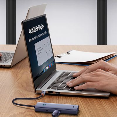 12. Hub Baseus UltraJoy Series 5w1 USB-C do 1x HDMI4K@30Hz+ 4 x USB-A 3.0 - szary