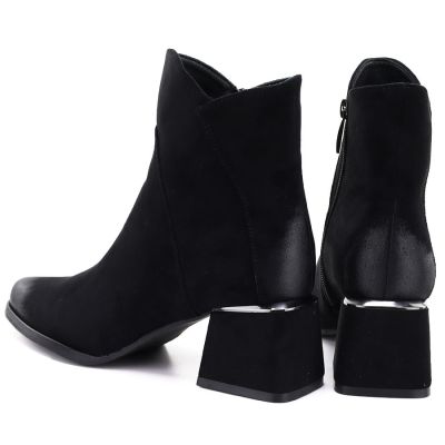 5. Botki damskie na obcasie zamszowe czarne Potocki SZ12875