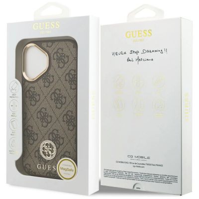 8. Etui Guess 4G Strass Logo MagSafe na iPhone 17 - brązowe