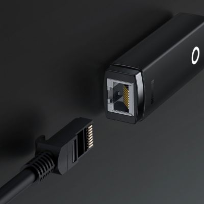 9. Baseus Lite Series zewnętrzna karta sieciowa USB Typ C - RJ-45 1Gbps (1000Mbps) czarny (WKQX000301)