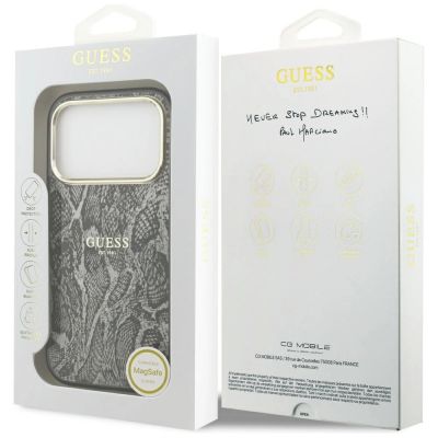 8. Etui Guess Python Pattern MagSafe na iPhone 17 Pro -czarne