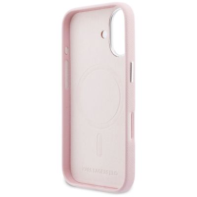 7. Etui Karl Lagerfeld Karl & Choupette Head Pins Saffiano MagSafe do iPhone 17 - różowe