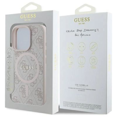 8. Etui Guess 4G Ring Classic Logo MagSafe na iPhone 16 Pro Max - różowe