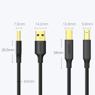 9. Ugreen kabel USB Typ B do drukarki (męski) - USB 2.0 (męski) 480 Mbps 1 m czarny (US135 20846)