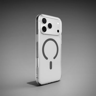 9. Etui Puro Lite Mag TPU+PC kompatybilne z MagSafe na iPhone 17 Pro - przezroczyste z szarym pierścieniem