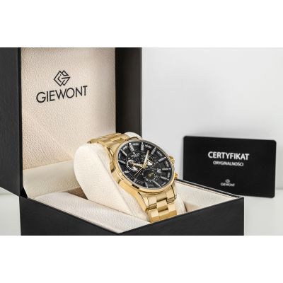 7. Zegarek Męski Giewont Chronograph Sapphire Złoto Czarny GW4580-B4