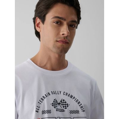 3. T-shirt regular z nadrukiem męski 4F 4FRAW26TTSHM4470-10S