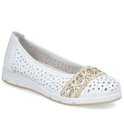 13. Baleriny damskie ażurowe komfortowe białe Rieker  L3062-80