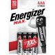 2. ENERGIZER BATERIE ALKALICZNE MAX AAA LR03, 4 SZTUKI, OPAKOWANIE ECO