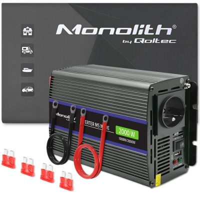 14. Qoltec Przetwornica napięcia Monolith 2000 MS Wave | 12V na 230V | 1000/2000W | USB