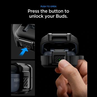 7. Etui Spigen Lock Fit na Samsung Galaxy Buds 4 / 4 Pro - czarne matowe