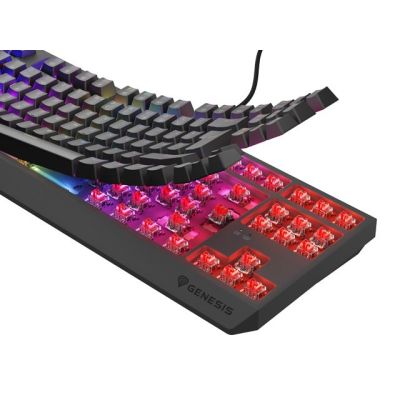 2. KLAWIATURA DLA GRACZY GENESIS THOR 230 TKL DE RGB MECHANICZNA OUTEMU RED CZARNA HOT SWAP
