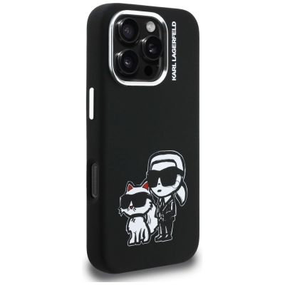 4. Etui Karl Lagerfeld Silicone Karl&Choupette Sketch MagSafe na iPhone 16 Pro Max - czarne