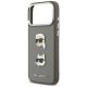 6. Etui Karl Lagerfeld FW Grained Karl & Choupette Heads Pins & Logo na iPhone 17 Pro Max - szare