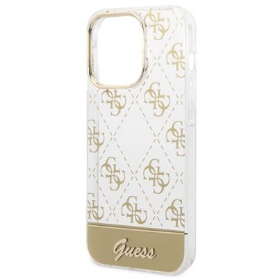 6. Etui Guess 4G Pattern Script na iPhone 14 Pro Max - złote