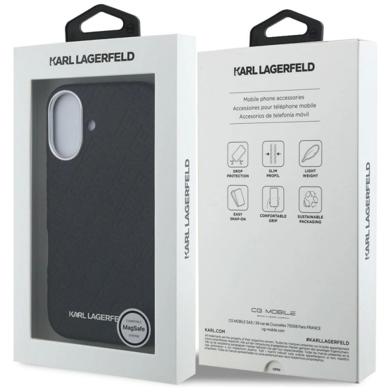 8. Etui Karl Lagerfeld FW Stamped Karl MagSafe na iPhone 16 - czarne