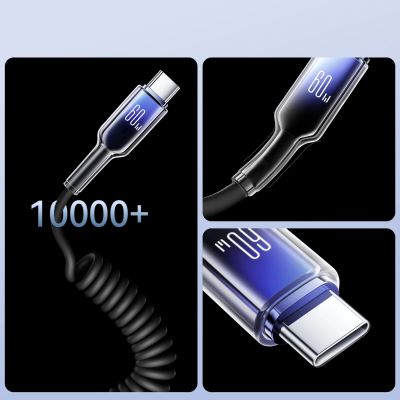5. Kabel spiralny Joyroom S-A43 Crystal-Clear Series 60W USB-C - USB-C 1,5m - czarny