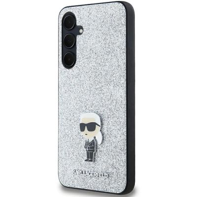2. Etui Karl Lagerfeld Fixed Glitter Ikonik Logo Metal Pin na Samsung Galaxy A35 - srebrne