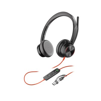 217. Zestaw słuchawkowy POLY Blackwire 8225 Stereo 8X225AA USB-C z certyfikatem Microsoft Teams + przejściówka USB-C/A