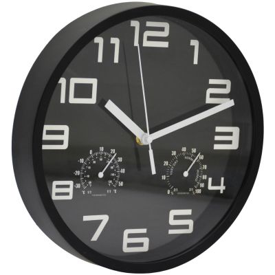 5. ZEGAR ŚCIENNY 25CM Z TERMOMETREM CZARNY