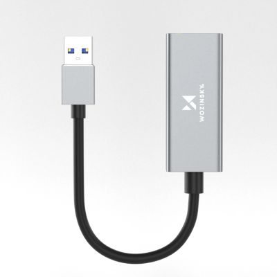 4. Adapter sieciowy Wozinsky WAU-45A Ethernet karta sieciowa LAN Gigabit RJ45 1000 Mb/s USB-A - szara