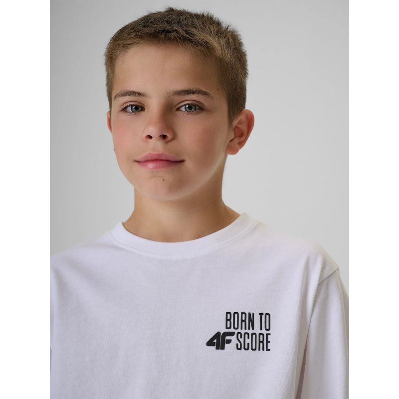 3. T-shirt loose z nadrukiem chłopięcy 4F 4FJRSS26TTSHM4277-10S