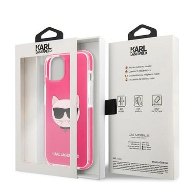 8. Etui Karl Lagerfeld Choupette Head na iPhone 13 mini - fuksjowy