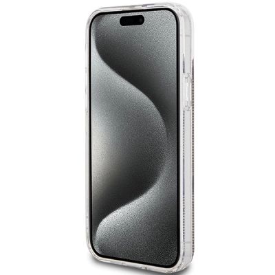5. Etui Guess IML 4G Gold Stripe na iPhone 15 Plus / 14 Plus - brązowe