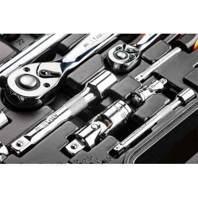 2. Neo Klucze nasadowe 1/4" 1/2" zestaw 77szt CrV 08-915