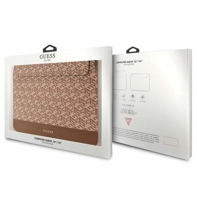 4. Pokrowiec Guess GCube Stripes na laptopa 14" - brązowy