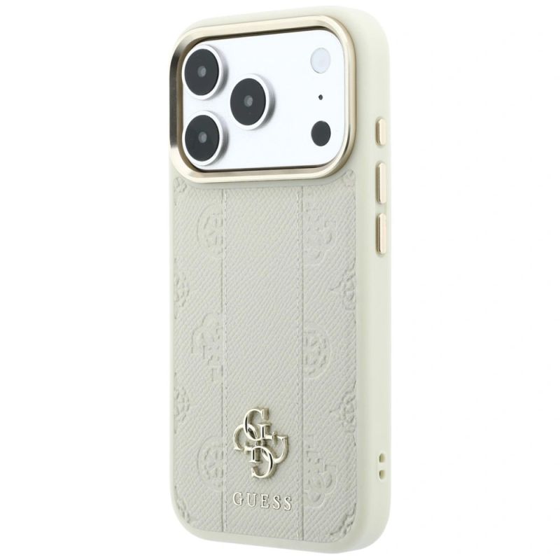 10. Etui Guess Stripe Peony 4G Logo MagSafe na iPhone 18 Pro Max / 17 Pro Max - beżowe